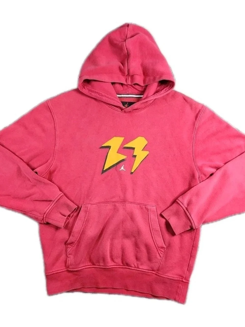 Jordan Hoodie Mens Small Red Pullover Sweatshirt Lightning Bolt Graphic Jumpman